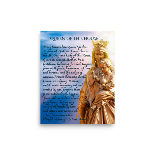 Family & Home Powerful Marian Prayer of Protection Queen Wall Poster 8 x 10"