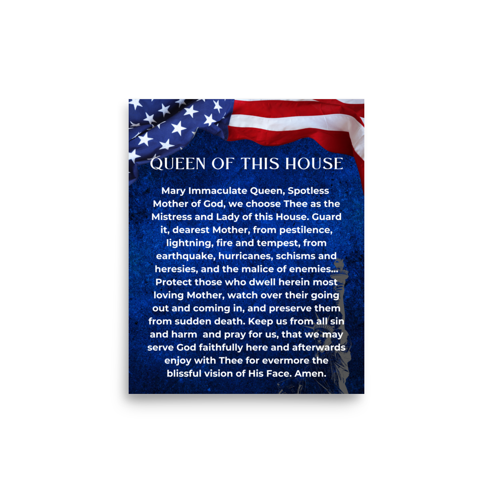 Family & Home Powerful Our Lady Prayer of Protection Patriotic Wall Poster 8" x 10"