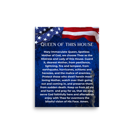 Family & Home Powerful Our Lady Prayer of Protection Patriotic Wall Poster 8" x 10"